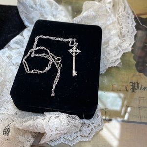 925 Sterling Diamond Key Pendant Necklace